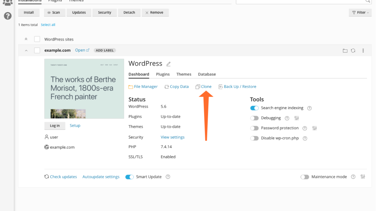 cPanel WordPress Toolkit Staging Site