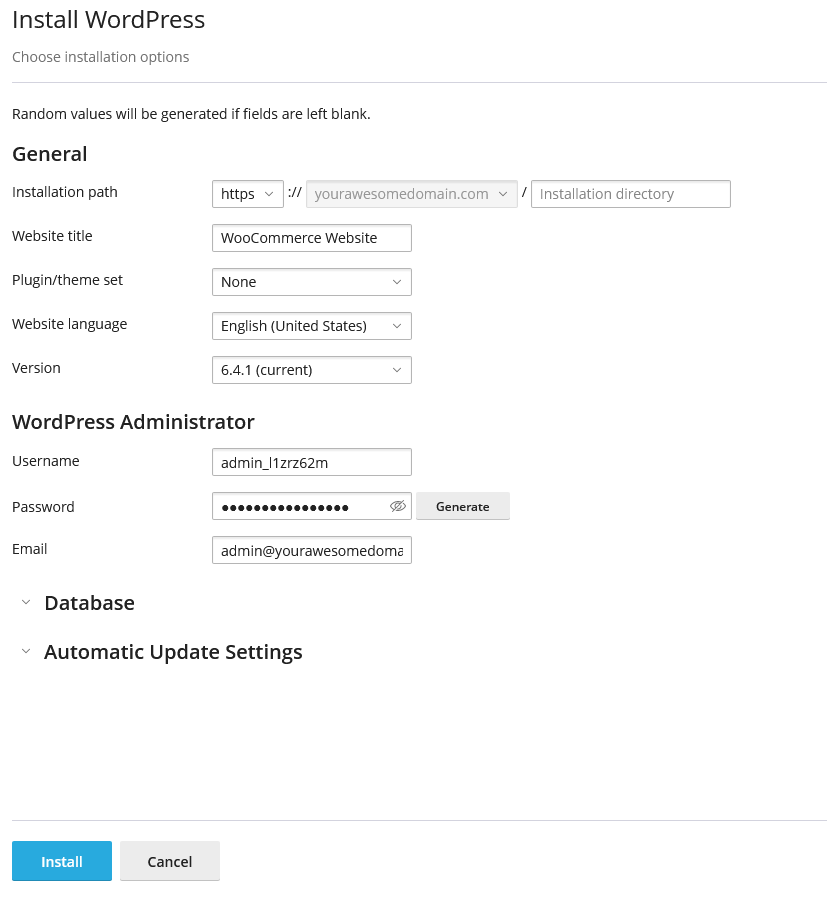 Installing WordPress via cPanel
