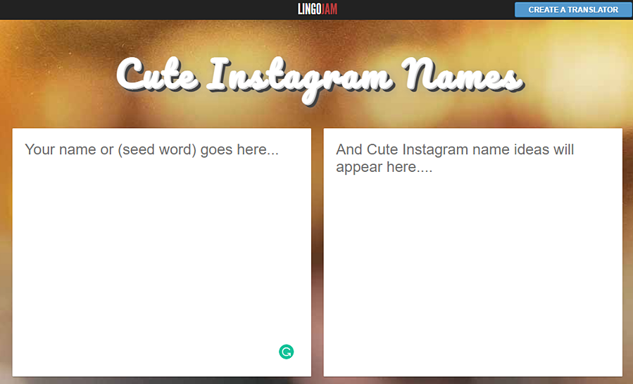 cute instagram names lingojam