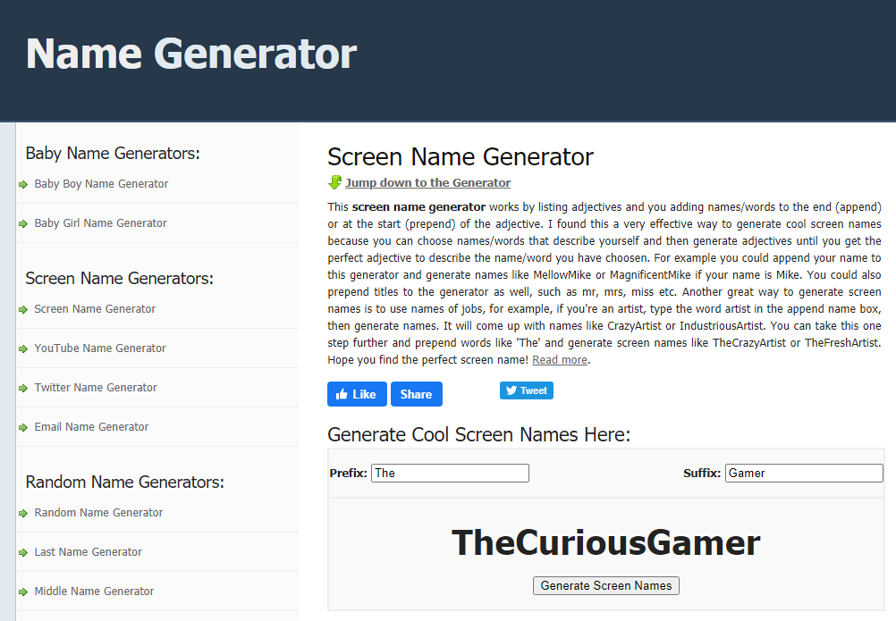 screen name generator