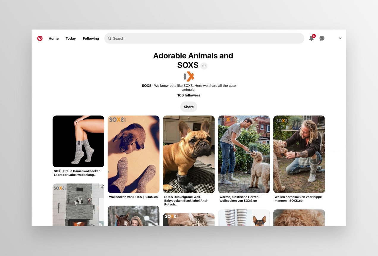 Soxs Pinterest board featuring animals