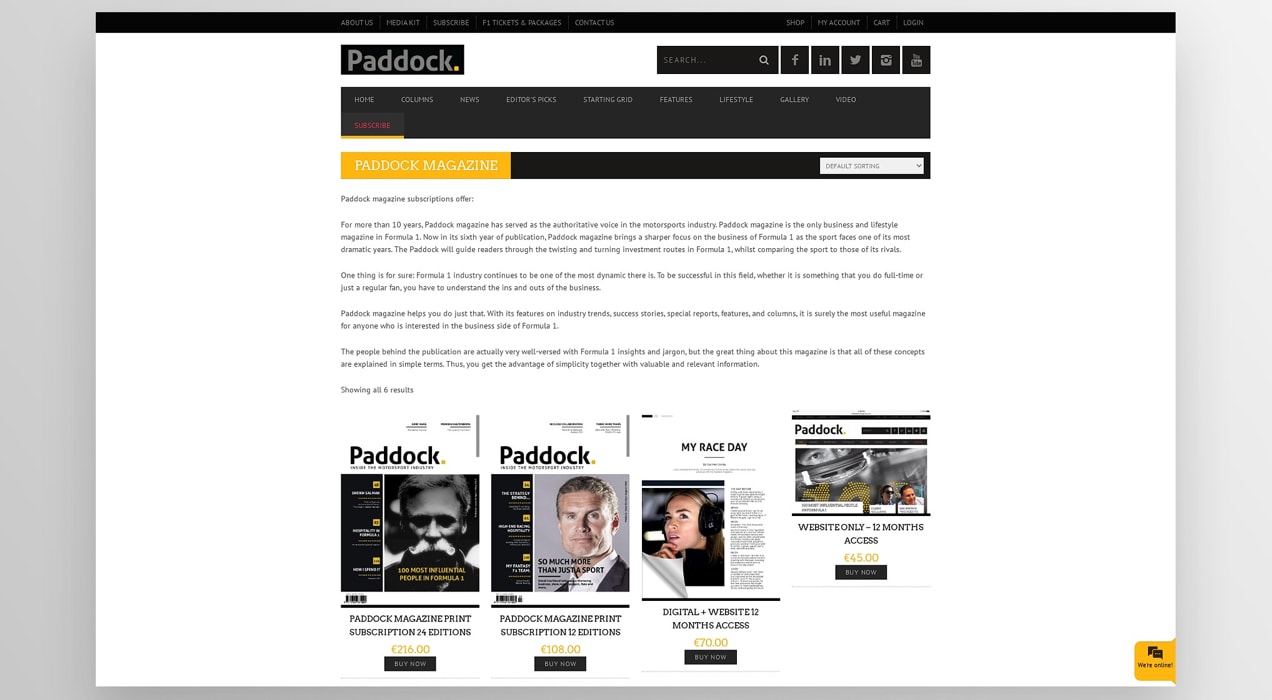 Paddock Magazine membership options