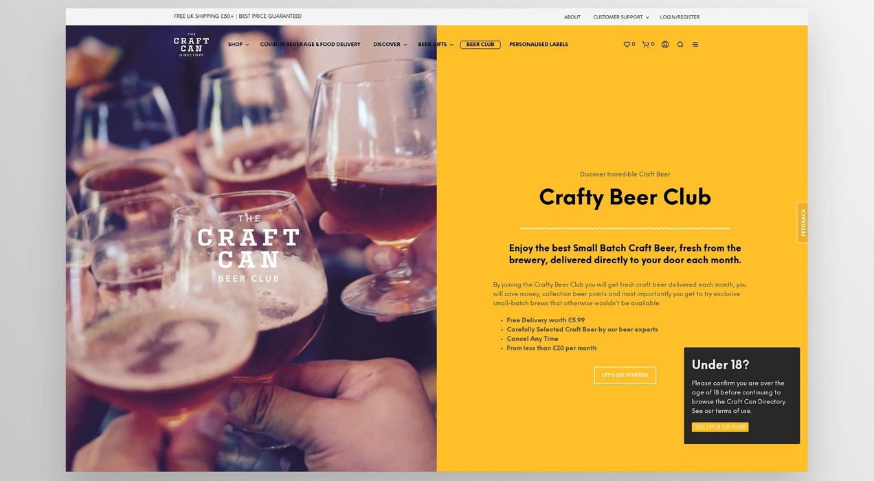 landing page about the Crafty Beer Club