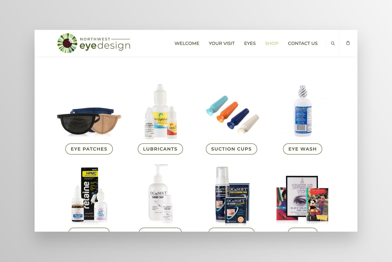northwest eye design online store page