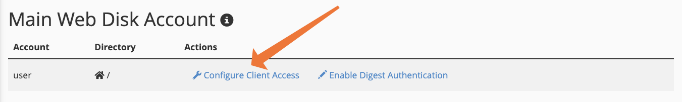 cPanel WebDav Configure Client