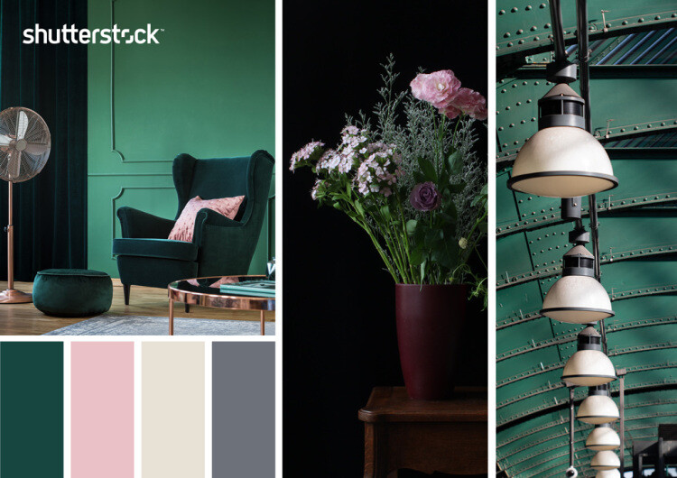 Combining vintage-inspired colors of dark green and dusky pink