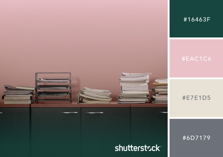 colors of dark green and dusky pink