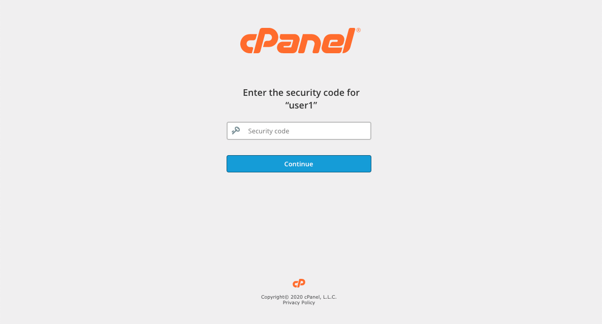 cPanel Log In With Two factor Authentication