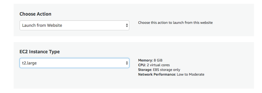 Options for customizing your instance when setting up cPanel on AWS