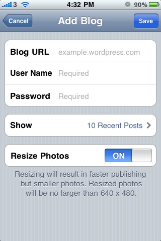 iPhone WordPress App