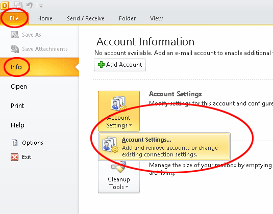 Outlook 2010 Email Configuration